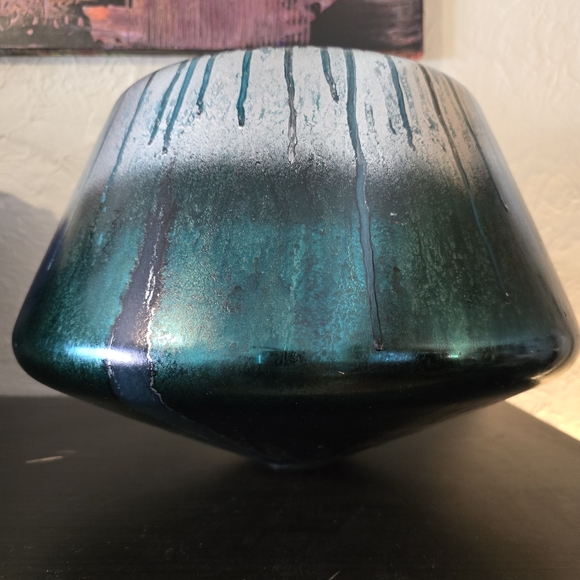 HANDCRAFTED Upcycled Glass Globe HANDPAINTED Tabletop Art Decor Green Silver - Picture 17 of 17